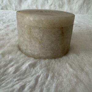 Round White Marble Trinket Box With Lid Handcrafted for Jewelry Small Keepsakes